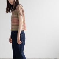 multi border summer tee/orange×olive/size1