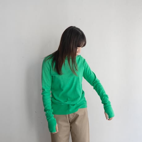 seamless cotton/thumb hole top/island green/size2