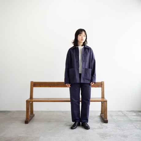 cotton herringbone work pants/faded navy