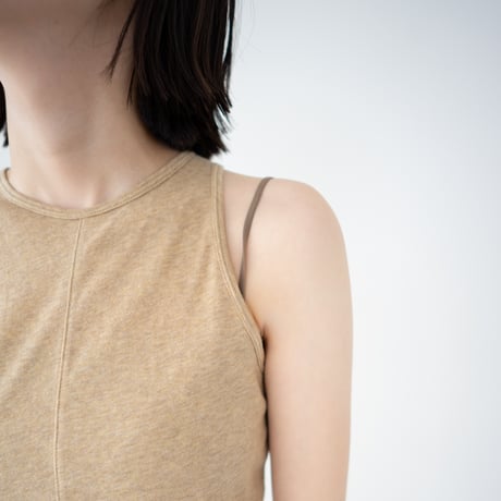 organic gauze sleeveless top/brown heather