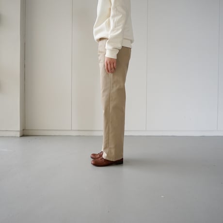 chino pants/high-waist straight pants/beige