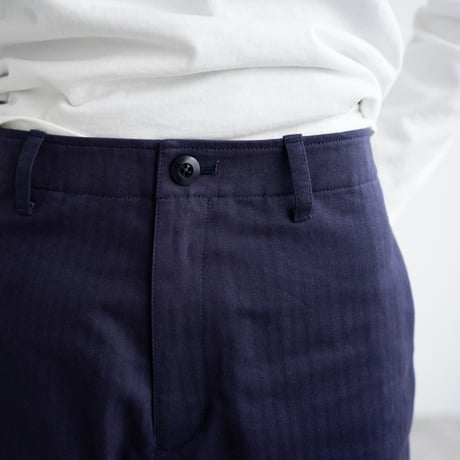 cotton herringbone work pants/faded navy