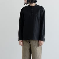 weather cloth cotton linen/raglan shirt/black