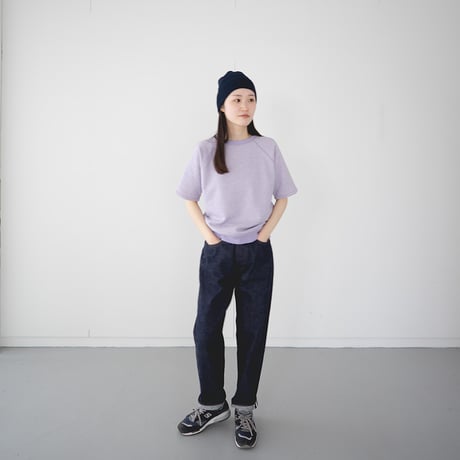 french terry half-sleeve top/purple heather