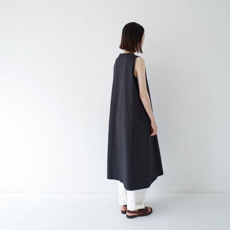 dry vortex cotton/sleeveless dress/charcoal gray