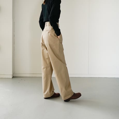 chino pants/high-waist straight pants/beige