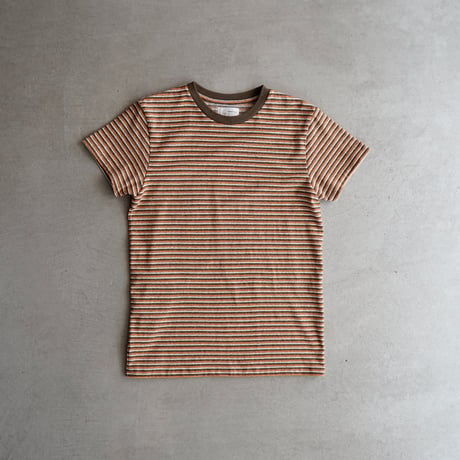 multi border summer tee/orange×olive/size1