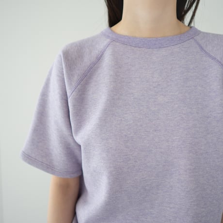 french terry half-sleeve top/purple heather