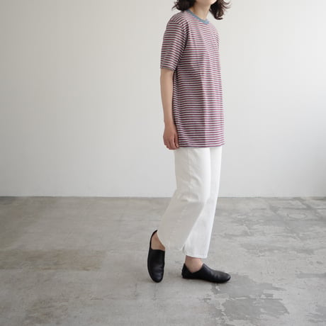 multi border summer tee/smokeblue×bordeaux/size3