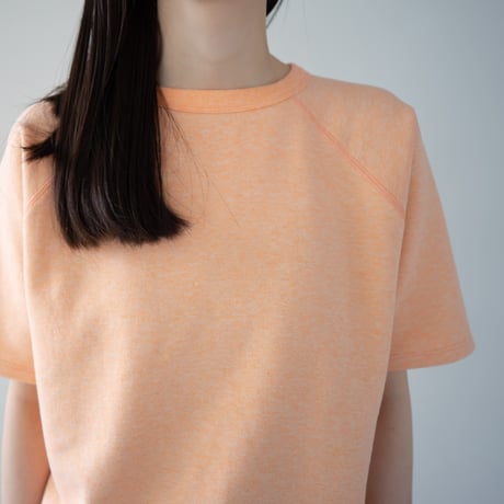 french terry half-sleeve top/orange heather