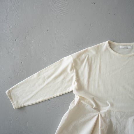 mixed fabric panel dress/kinari