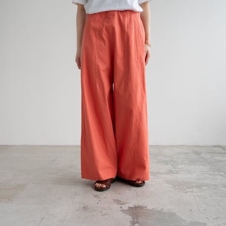 cotton linen canvas /tailored wide pants/living coral