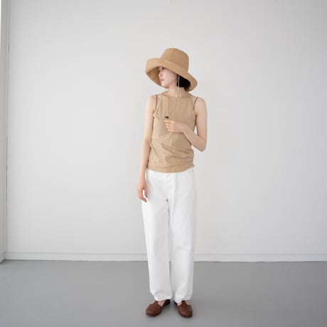 organic gauze sleeveless top/brown heather