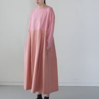 mixed fabric panel dress/red heather