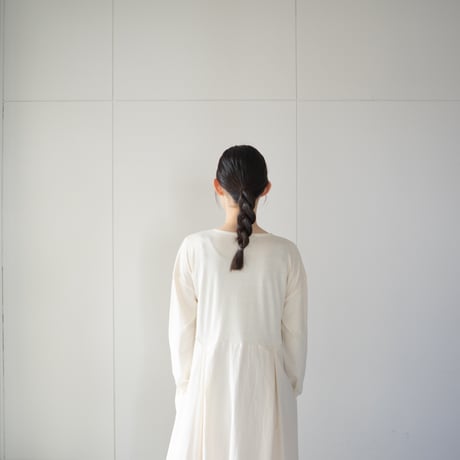 mixed fabric panel dress/kinari
