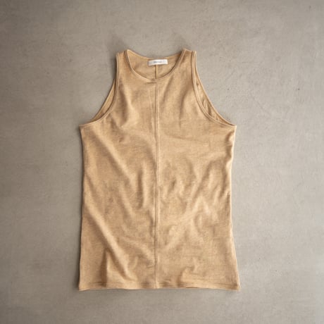 organic gauze sleeveless top/brown heather