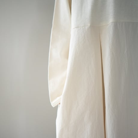 mixed fabric panel dress/kinari