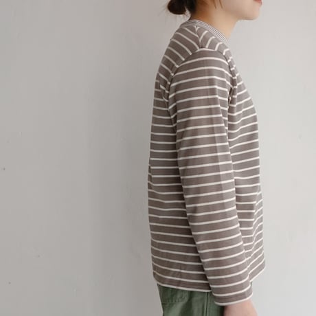 border border long sleeve tee/gray