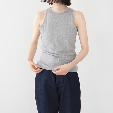 organic gauze sleeveless top/gray heather