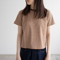 multi border summer tee/orange×olive/size1