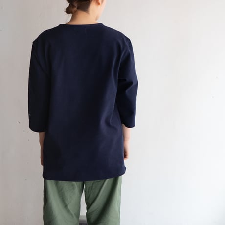 mid-length heritage Basque shirt/evening blue