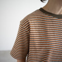 multi border summer tee/orange×olive/size3