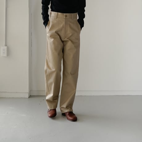 chino pants/high-waist straight pants/beige