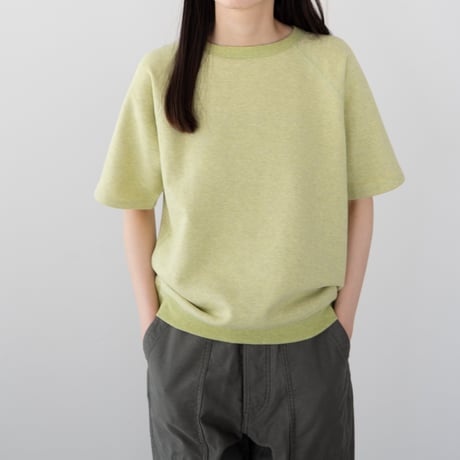 french terry half-sleeve top/green heather
