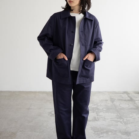 cotton herringbone coverall jacket/faded navy
