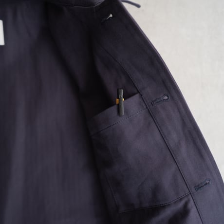 cotton herringbone coverall jacket/faded navy