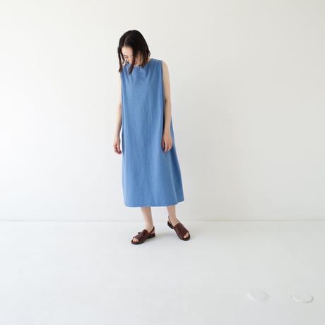 dry vortex cotton no tumbler/sleeveless dress/silver lake blue