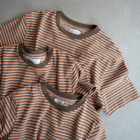 multi border summer tee/orange×olive/size1