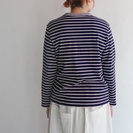 border border long sleeve tee/navy