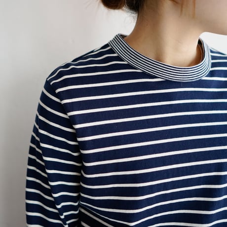 border border long sleeve tee/navy