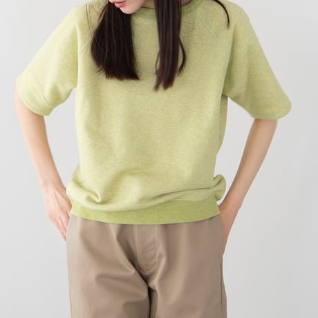 french terry half-sleeve top/green heather