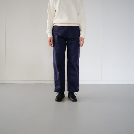 cotton herringbone work pants/faded navy