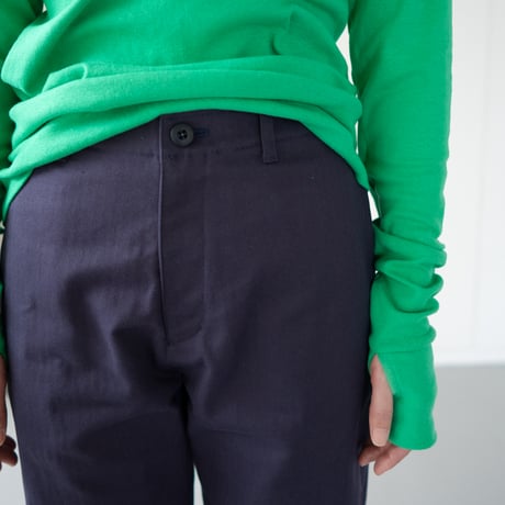 cotton herringbone work pants/faded navy