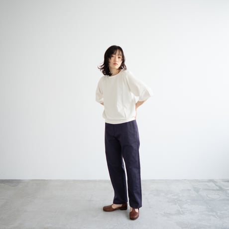 cotton herringbone work pants/faded navy