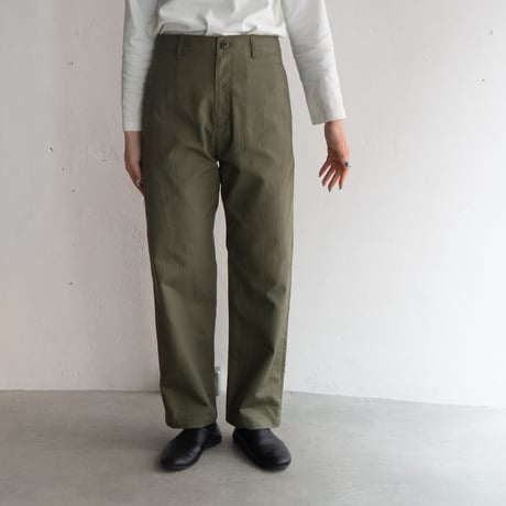 cotton herringbone work pants/olive drab