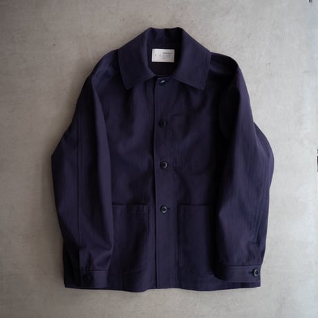 cotton herringbone coverall jacket/faded navy