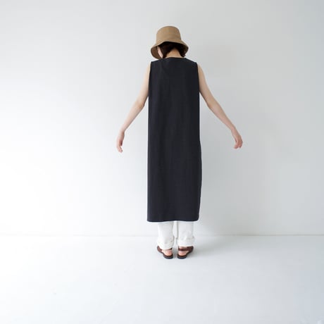 dry vortex cotton/sleeveless dress/charcoal gray