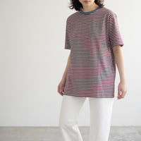 multi border summer tee/smokeblue×bordeaux/size3