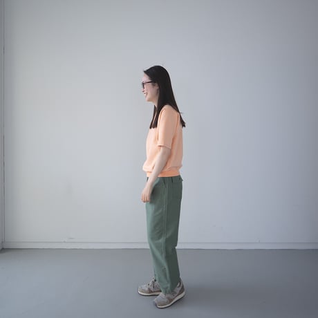 french terry half-sleeve top/orange heather