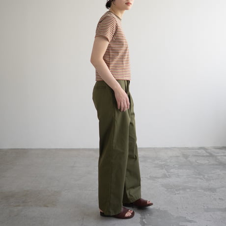multi border summer tee/orange×olive/size1