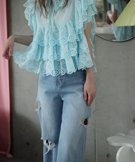 （select）パンチングレースブラウス