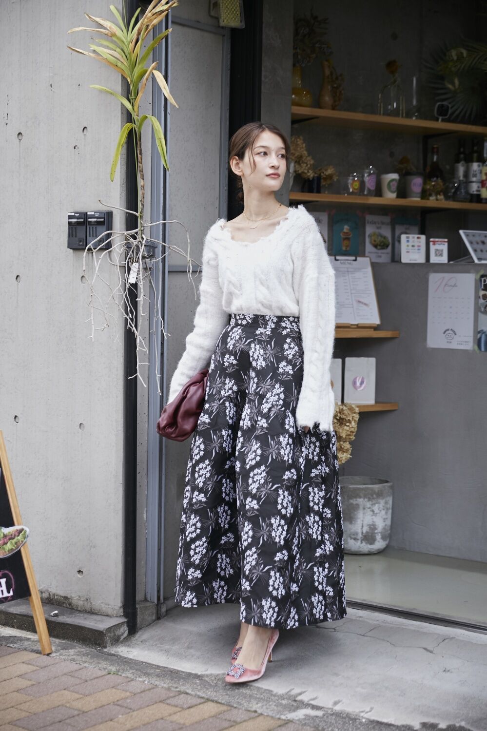 メイクアイ/make-ai/ジャガード ボリューム スカート/フラワー/リボン