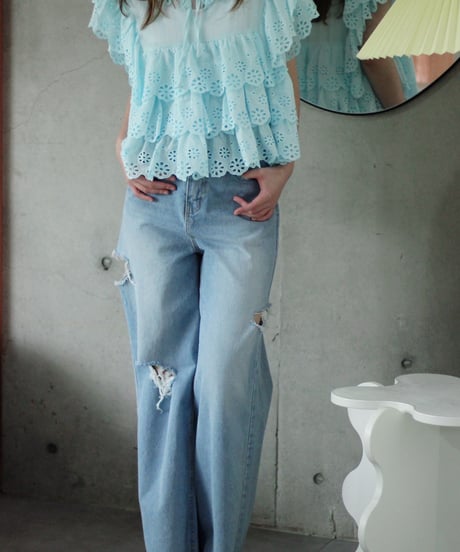 （select）パンチングレースブラウス