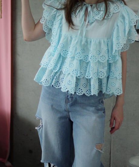 （select）パンチングレースブラウス