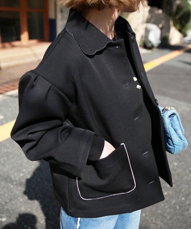 original）スカラップ衿ショートコート | make_ai