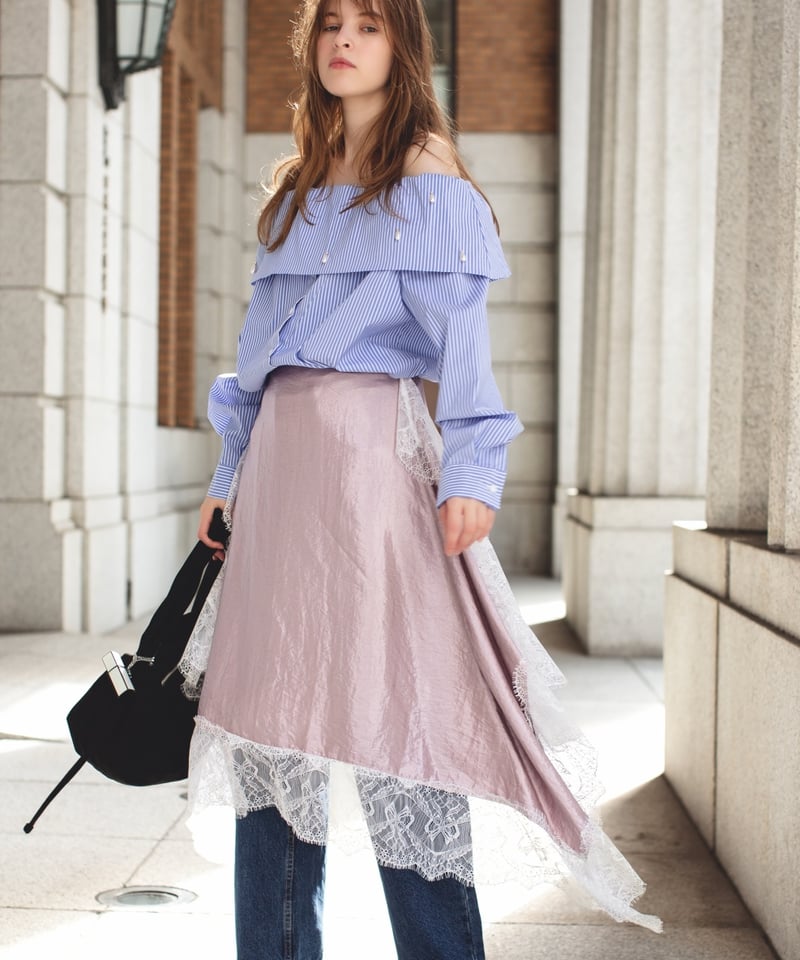 select）サテンレーススカート | make_ai